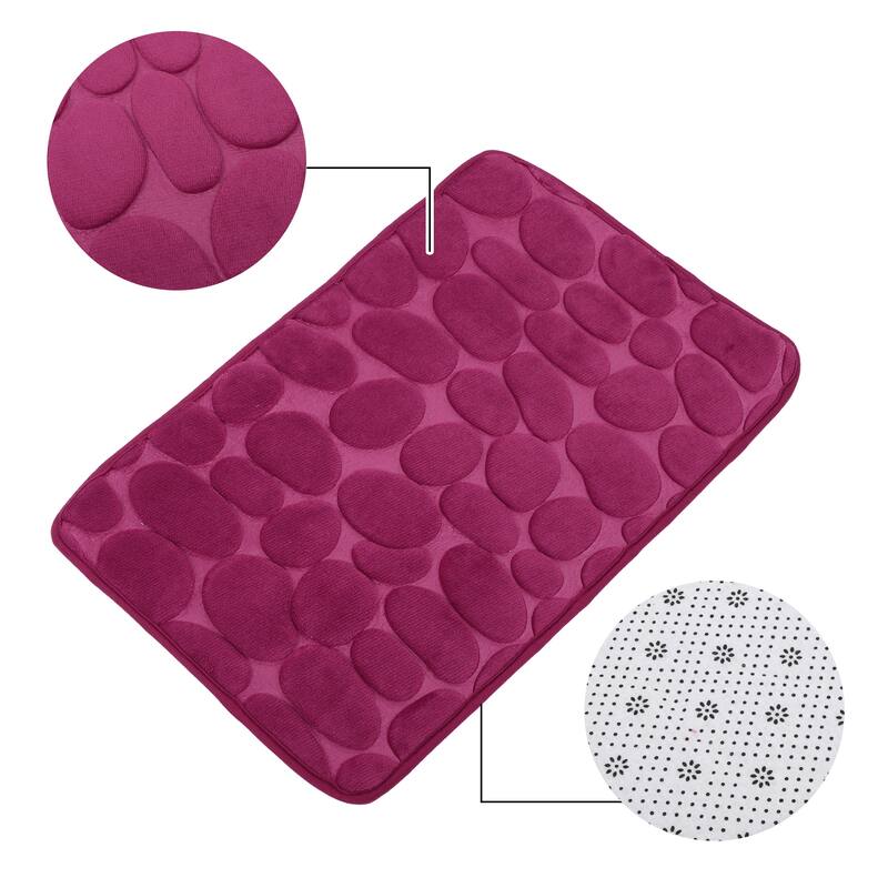 Bathroom Rugs Bath Mat Machine Washable Wine Red Cobblestone Pattern 23.6"x15.7"