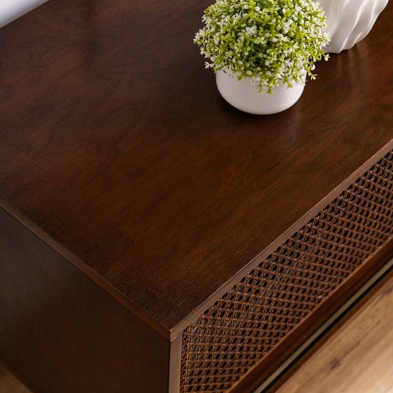 Mid-Century Modern Rattan TV Stand (Accommodates TVs up to 65-in)