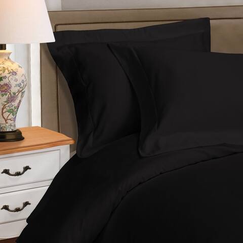 Miranda Haus Egyptian Cotton 530 Thread Count 3 Piece Solid Duvet Cover Set with Pillow Shams