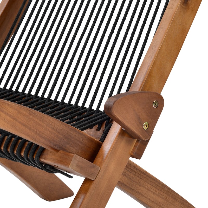 Outdoor Patio Folding Roping Wood Chair