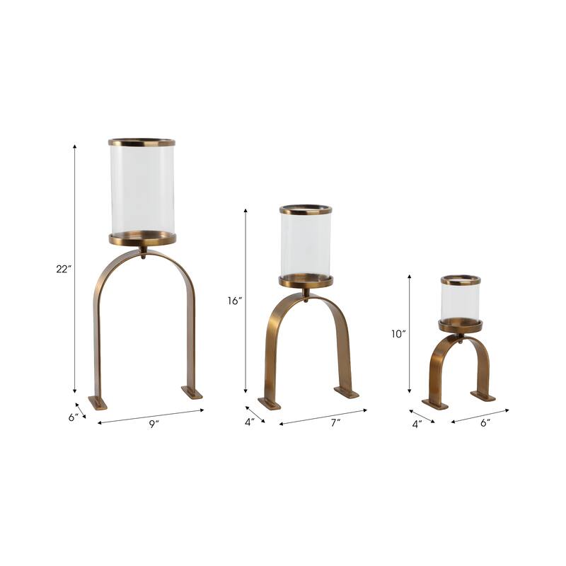 Candle Holders Set of 3 - Metal Pillar, 10/16/22" - 22.0"