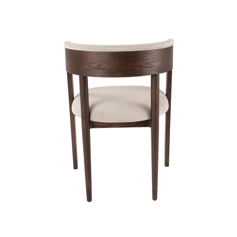 Modrest Vegas Modern Beige Velvet & Walnut Oak Dining Chair (Set of 2)