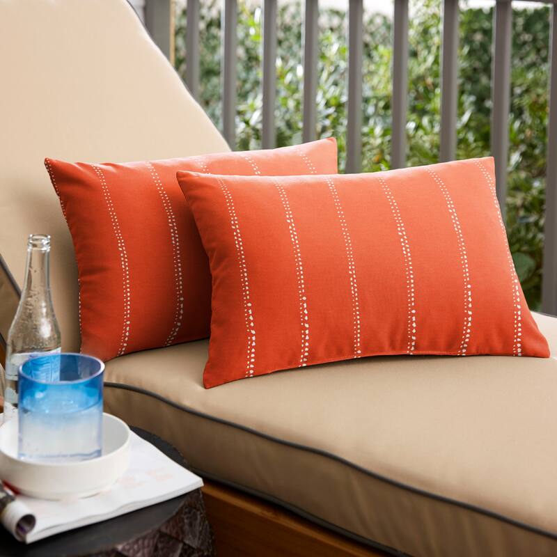 Sorra Home Outdoor Knife Edge Pillow Set of 2 - Premier Prints - Carlo Orange