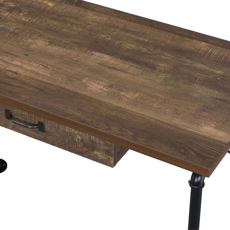 Versatile Weathered Oak Writing Desk with Efficient Storage Options