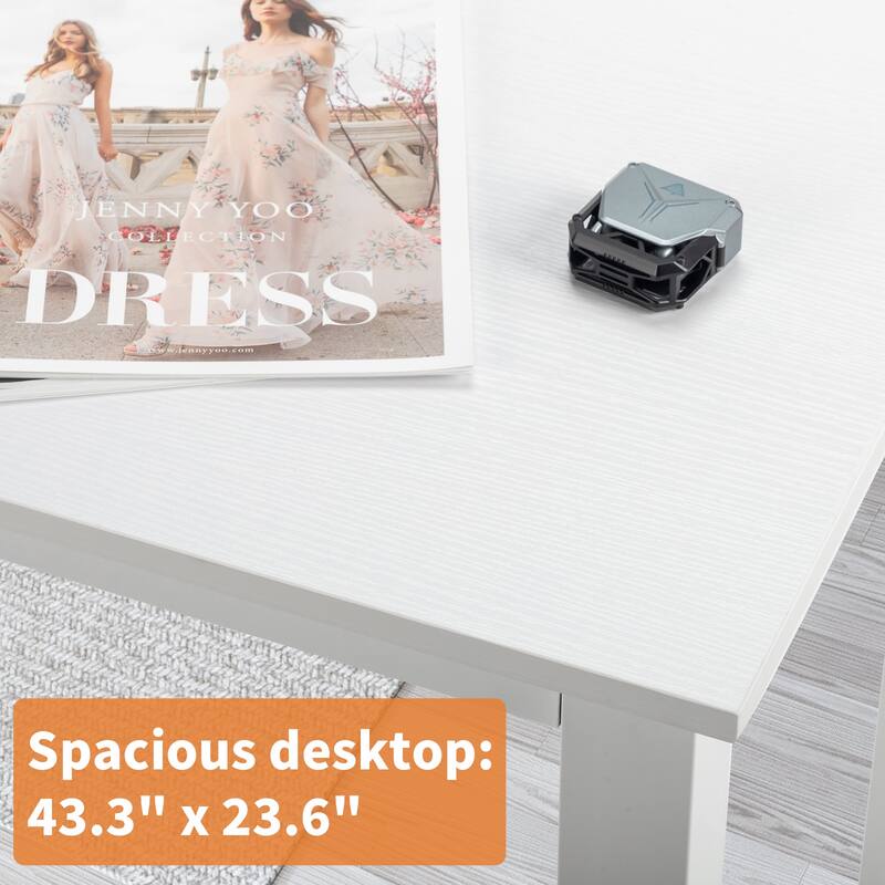 Modern White Particleboard Computer Desk with Steel Frame Workstation for Home Office or Study Use