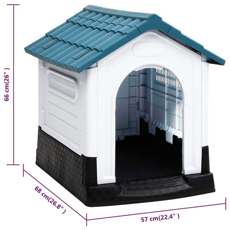 vidaXL Dog House Garden Dog Kennel Small Pet Cage Puppy Shelter Polypropylene - 22.4" x 26.8" x 26"
