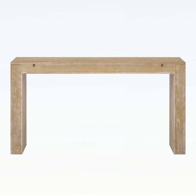 Farmhouse Console Table with 2 Concealed Drawers,Waterfall Edge,Thick Legs