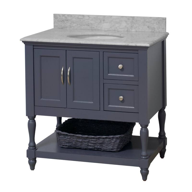 KitchenBathCollection Beverly 36" BathroomVanity w/ Carrara Marble Top