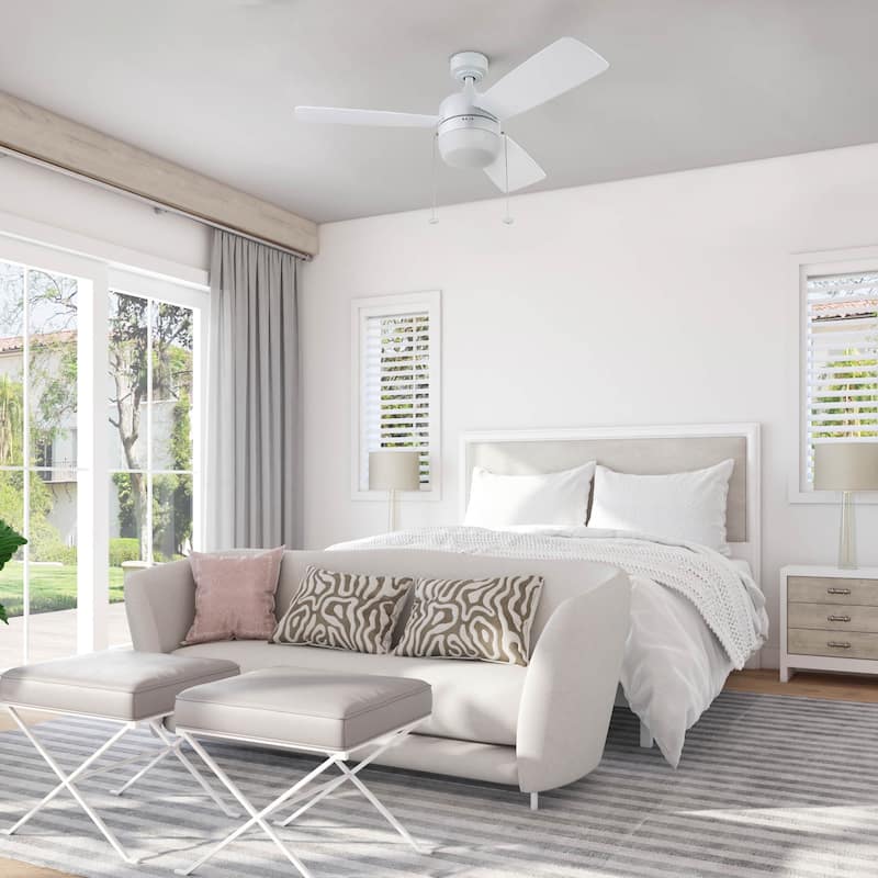 44" Honeywell Barcadero Matte Black Contemporary Indoor LED Ceiling Fan with Light, Pull Chain