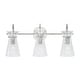 preview thumbnail 8 of 8, 3-light 24-inch Bath/ Vanity Fixture w/ Clear Half-Crackle Tapered Glass