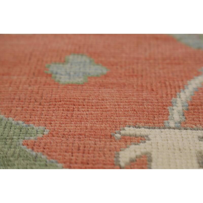 Hand Knotted Oriental 100% Wool Carpet Transitional All-Over Oranges & Rust Oushak Area Rug - 8' 10'' X 6' 1''