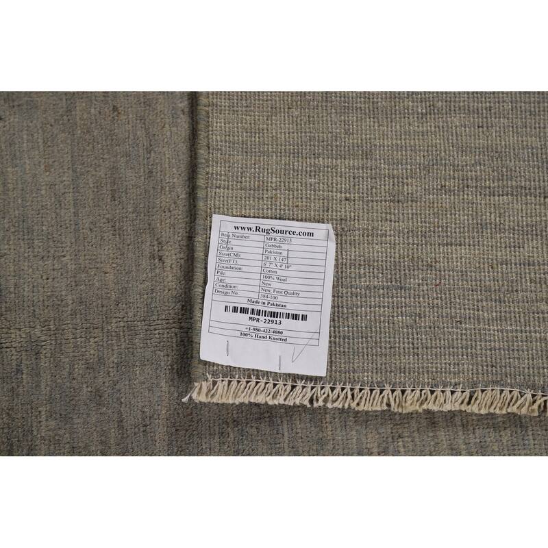 Gray Gabbeh Oriental Area Rug Living Room Hand-Knotted Wool Carpet - 4'10" x 6'7"