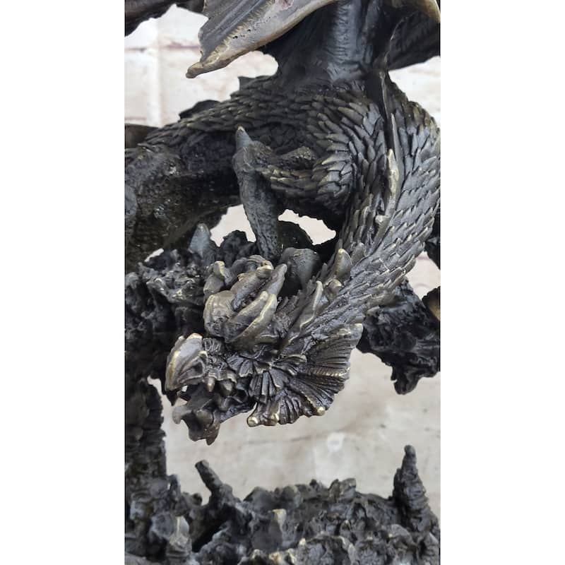 Signed Original Mythical Flying Dragon Bronze Sculpture Statue Hand Crafted Sale