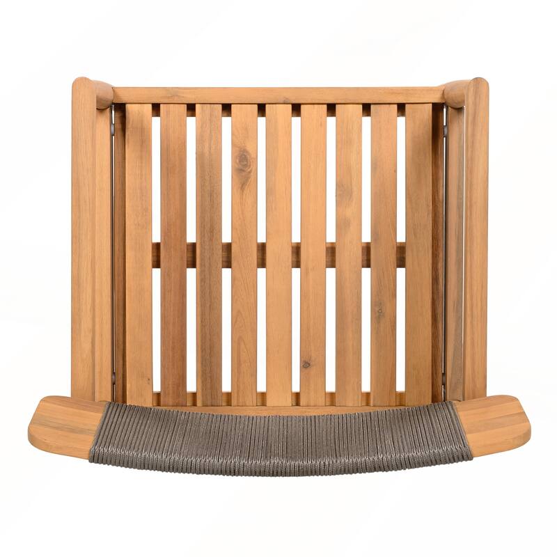Acacia Wood Outdoor Dining Table and Chairs with Armrests Set of 2