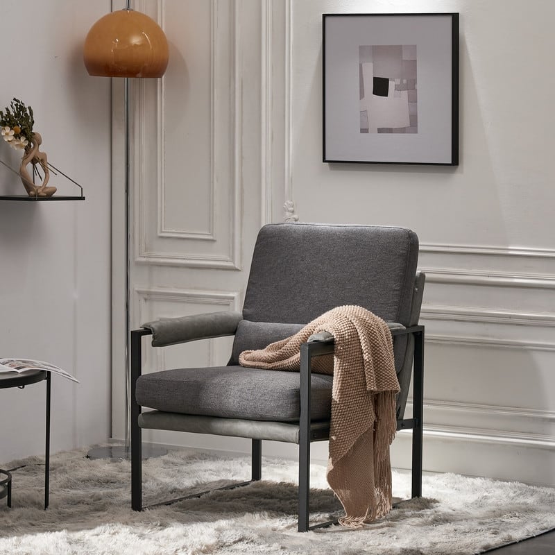 Modern Single Iron Frame Leisure Chair - Dark Gray