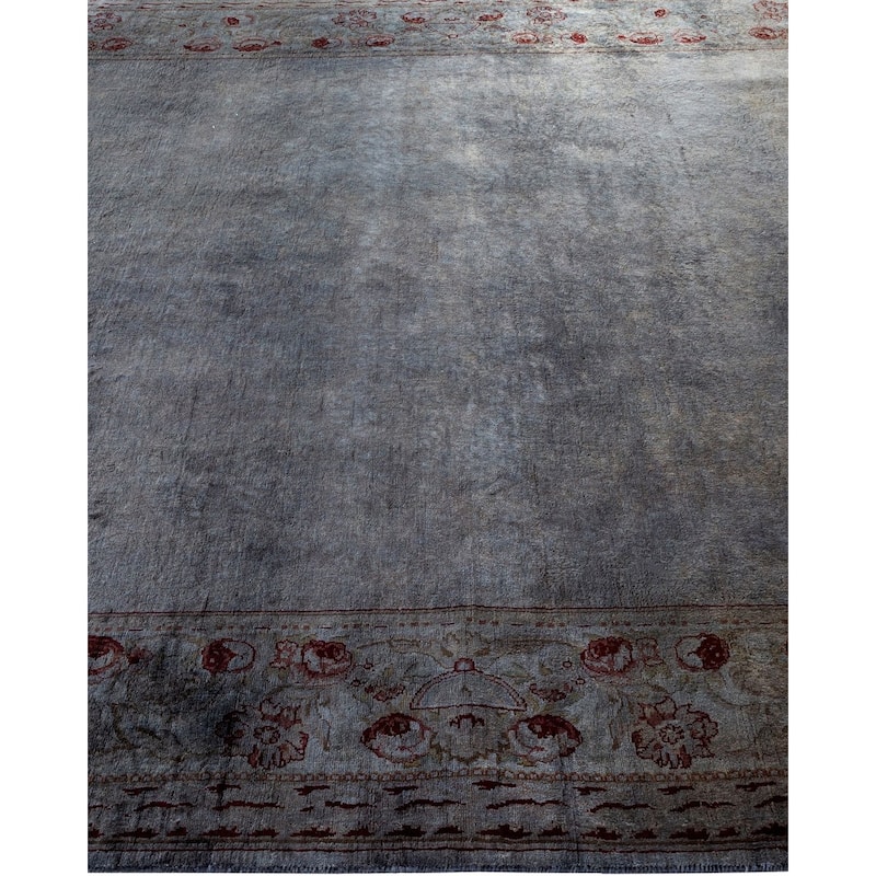 Overton Hand Knotted Wool Vintage Inspired Modern Contemporary Overdyed Gray Area Rug - 6' 2" x 9' 3"