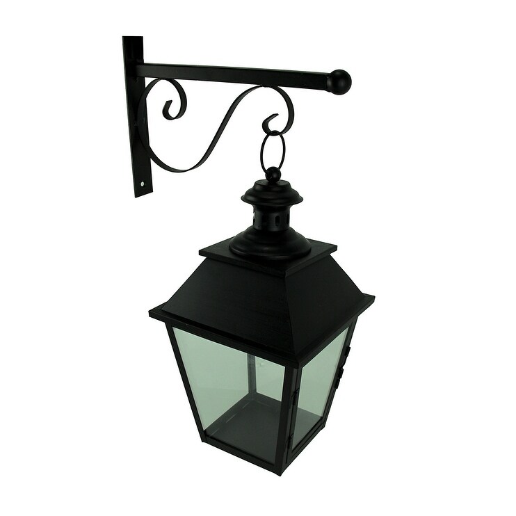 Shop Black Metal And Glass Hanging Candle Lantern With Decorative