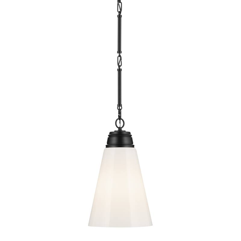 Kichler Lighting Marsailli 19" 1-Light Medium Pendant with Opal Glass in Black - 11.5