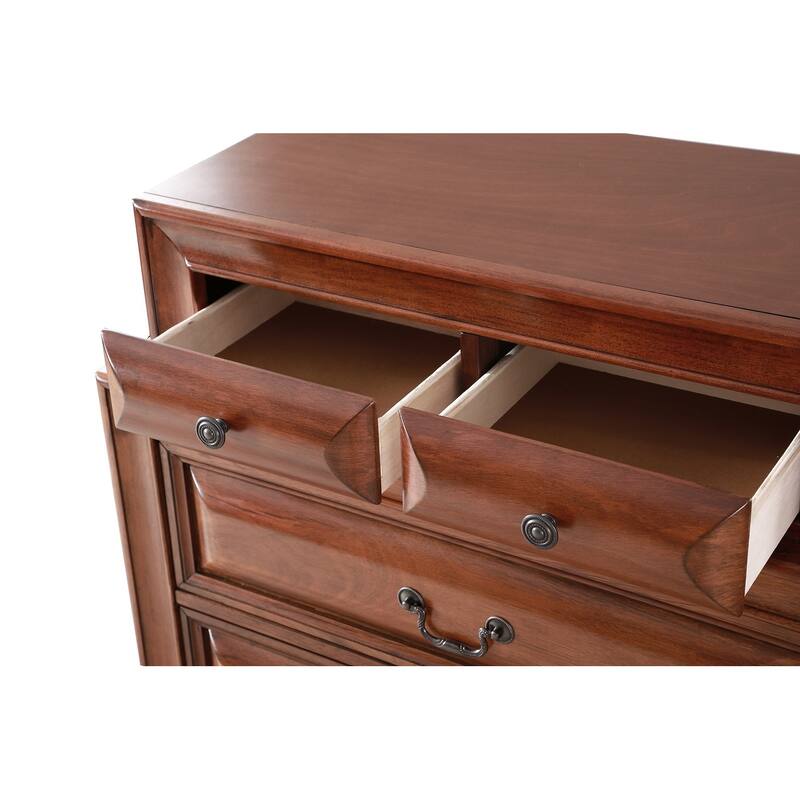 7-Drawer Wooden Bedroom Chest - 52" - Brown