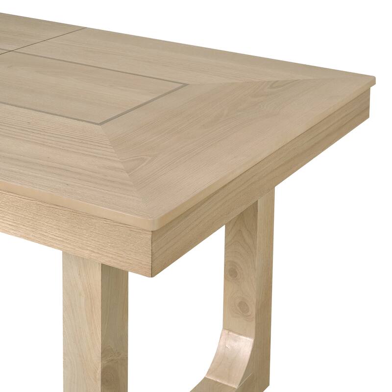 60"-78" Extendable Dining Table with Smooth Rails, Wooden Kitchen Table with Removable Leaf, Double U-Shape Base