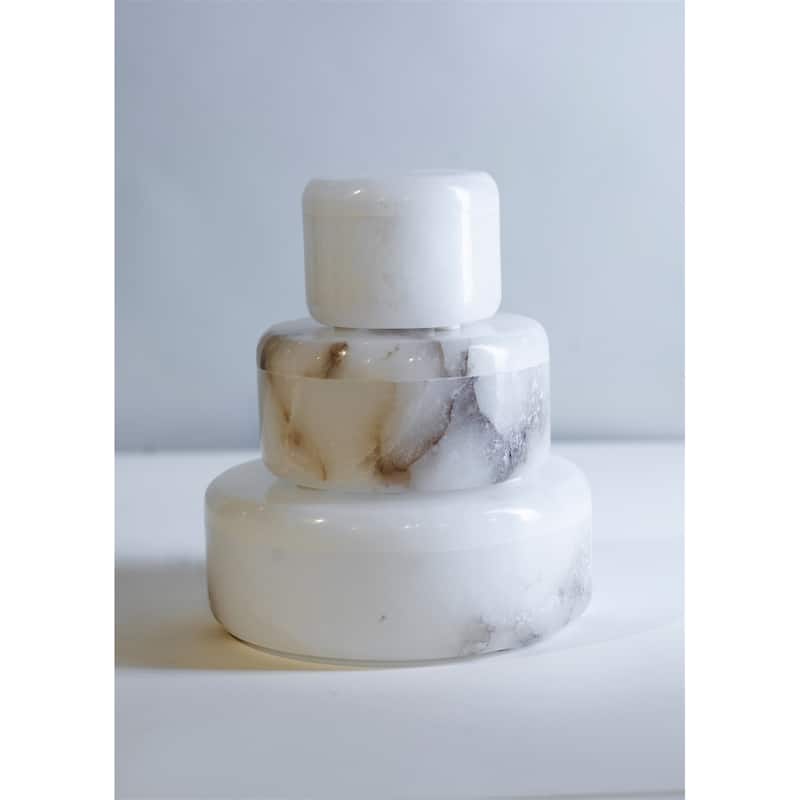 Lg. Alabaster Votive Box 8"Dia -ST