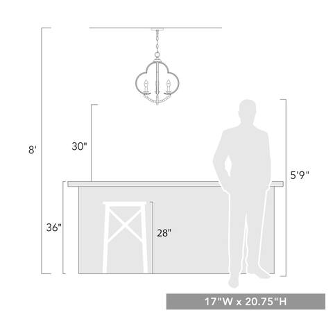 Flori 4 Light Pendant - 17"x20.75"