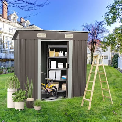 Waterproof Garden Shed Tool Shed with Double Hinged Lockable Doors, Rustproof Storage Shed Punched Vents