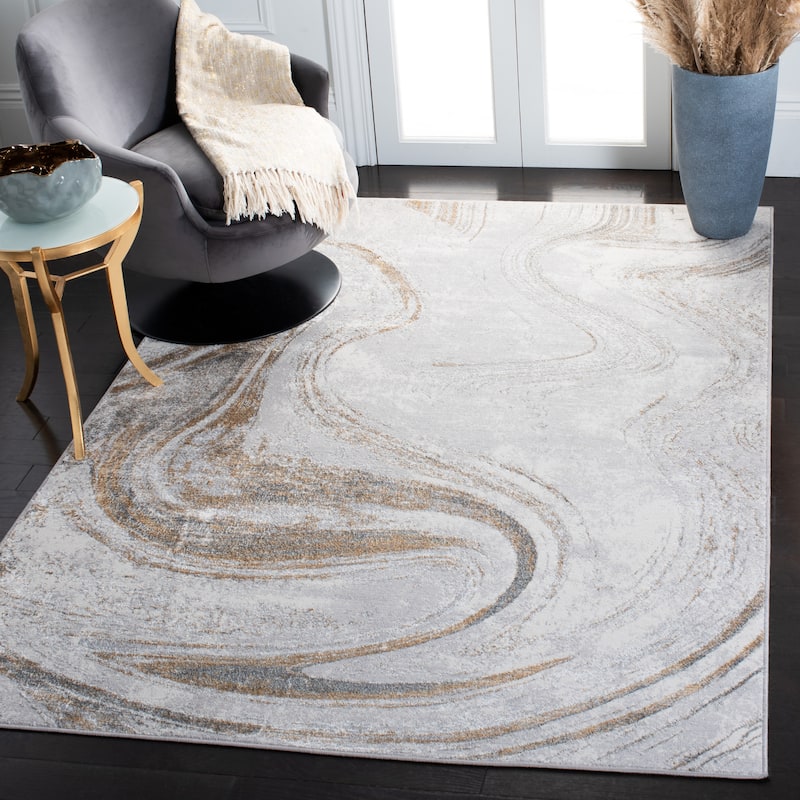 SAFAVIEH Orchard Efrat Modern Abstract Rug - 3' Square - Grey/Gold