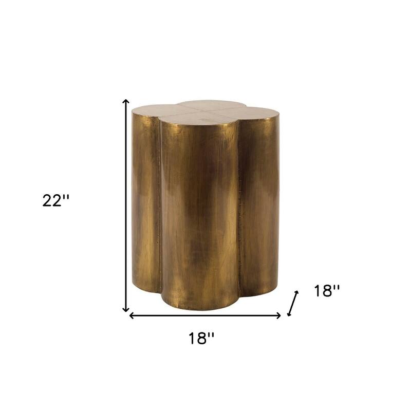 Brass Metal Free Form End Table with Abstract Base for Living Room - 18” x 18” x 22” (D x W x H)