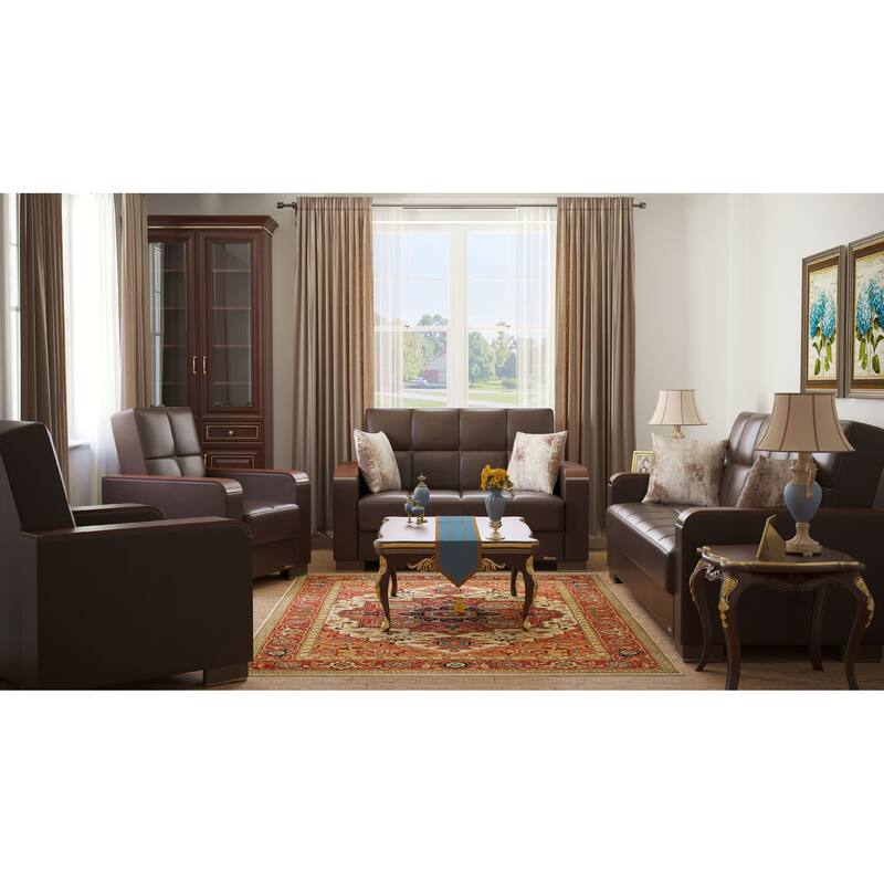 Collection Upholstered Convertible Loveseat With Storage