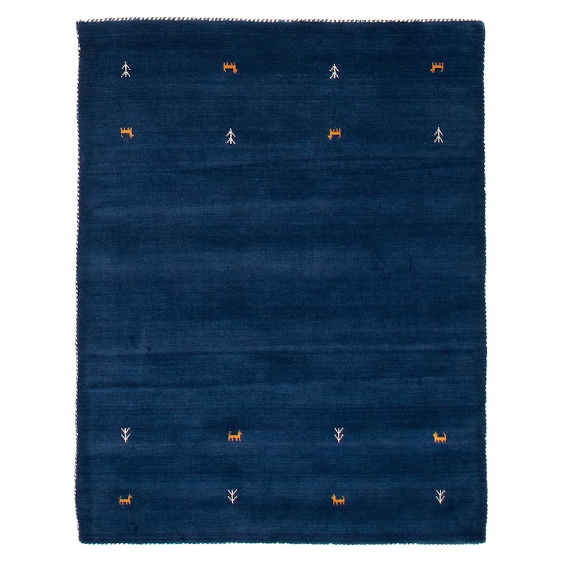 Kashkuli Gabbeh Blue Rug 4'10" x 6'3" - 4'10 x 6'3 - Dark Blue - 4'10 x 6'3