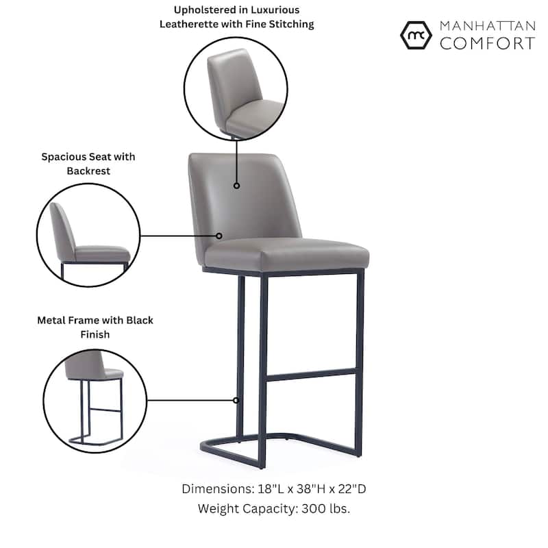 Manhattan Comfort Serena Modern Faux Leather Upholstered Counter Barstool