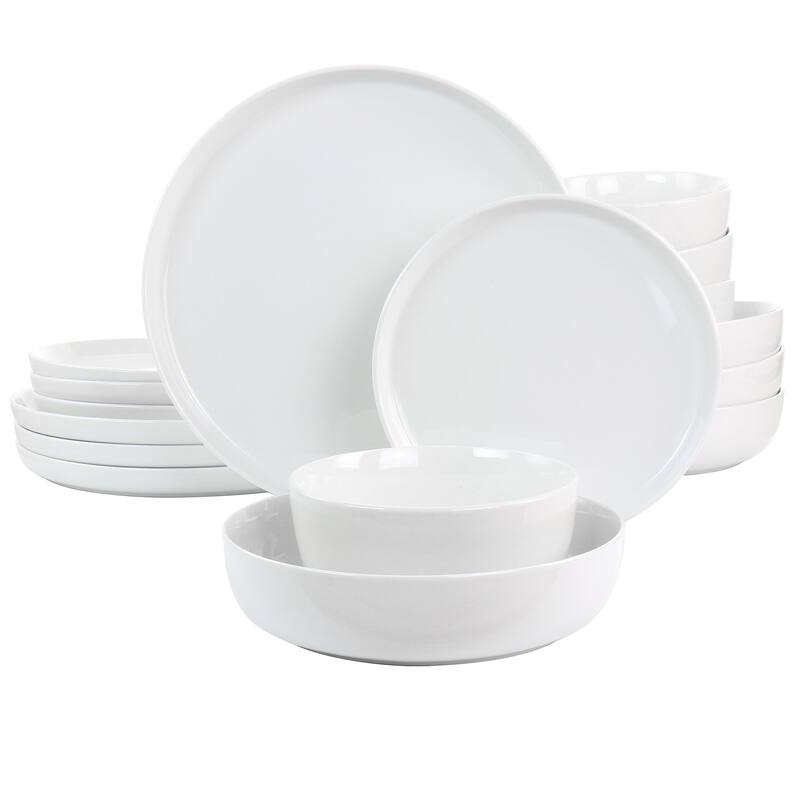 Pristine 16 Piece Round Fine Ceramic Dinnerware Set in White