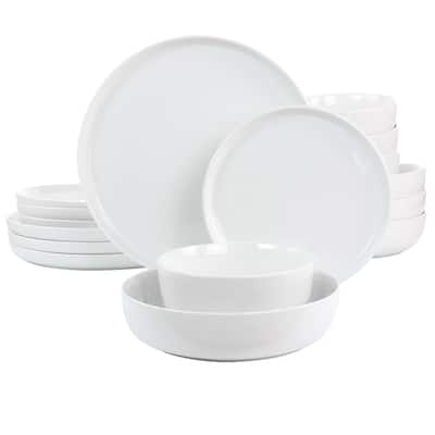 Pristine 16 Piece Round Fine Ceramic Dinnerware Set in White