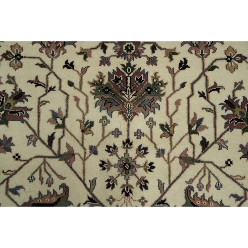 Hand Knotted Oriental 100% Wool Carpet Traditional Beige & Ivories Kashan Area Rug - 10' 1'' X 7' 9''