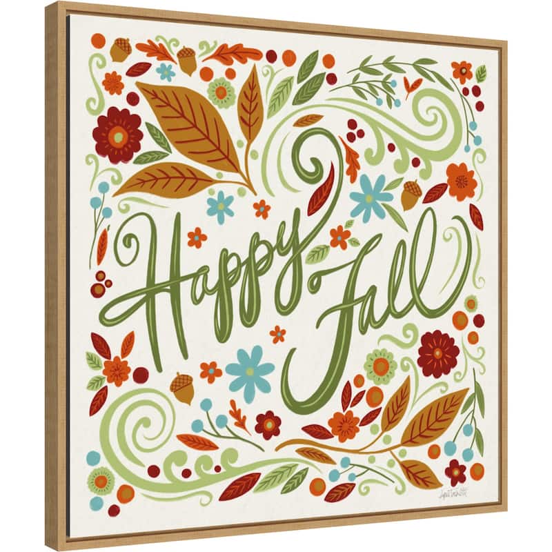 Amanti Art Happy Fall I Framed Canvas Wall Art