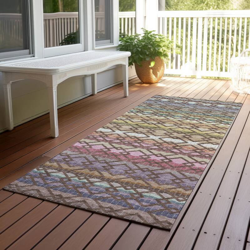 Machine Washable Indoor/ Outdoor Cabo Stripe Chantille Rug - Chocolate - 2'3" x 7'6"