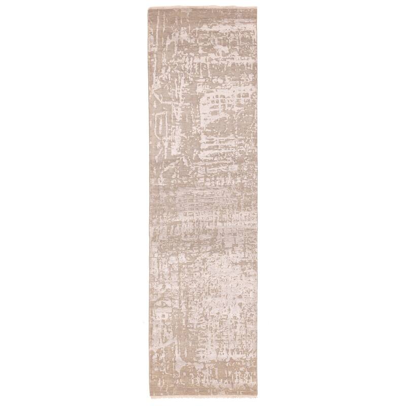 ECARPETGALLERY Hand-knotted Legacy Grey Silk, Wool Rug - 2'7 x 9'11