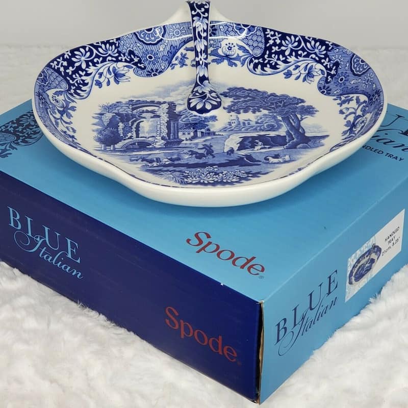 Spode Blue Italian Handled Tray - 8.25" x 7.5"