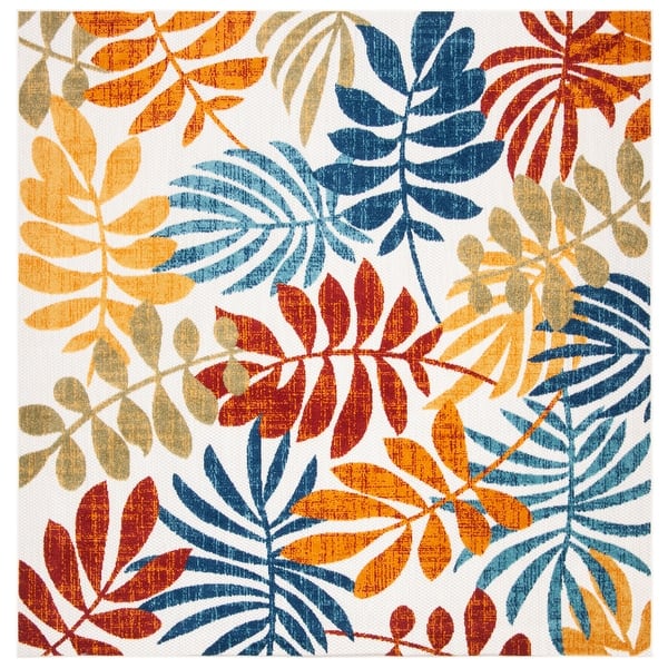 slide 2 of 2, SAFAVIEH Cabana Laila Indoor/ Outdoor Waterproof Patio Floral Rug 10' Square - Creme/Red