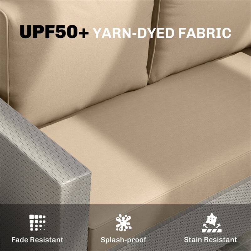 Fabric Outdoor Cushion Set with Washable Covers - Seat Cushion: 45.9" L x 26" W x 4.9" H