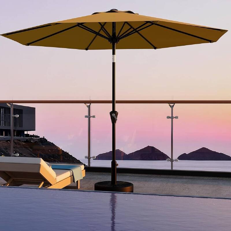 10FT Patio Umbrella with Smooth Crank Lift UV Protection Waterproof for Pool, Deck, Yard, Garden (No Base) - Yellow
