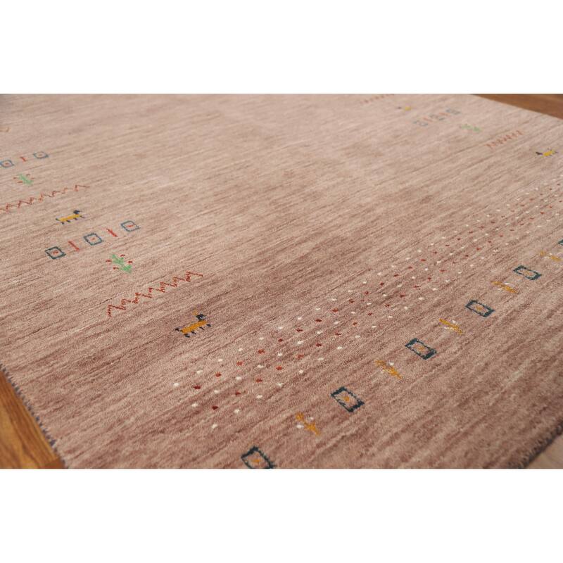 Hand Knotted Oriental 100% Wool Carpet Tribal Animal Pictorial Brown Gabbeh Area Rug - 7' 9'' X 4' 11''