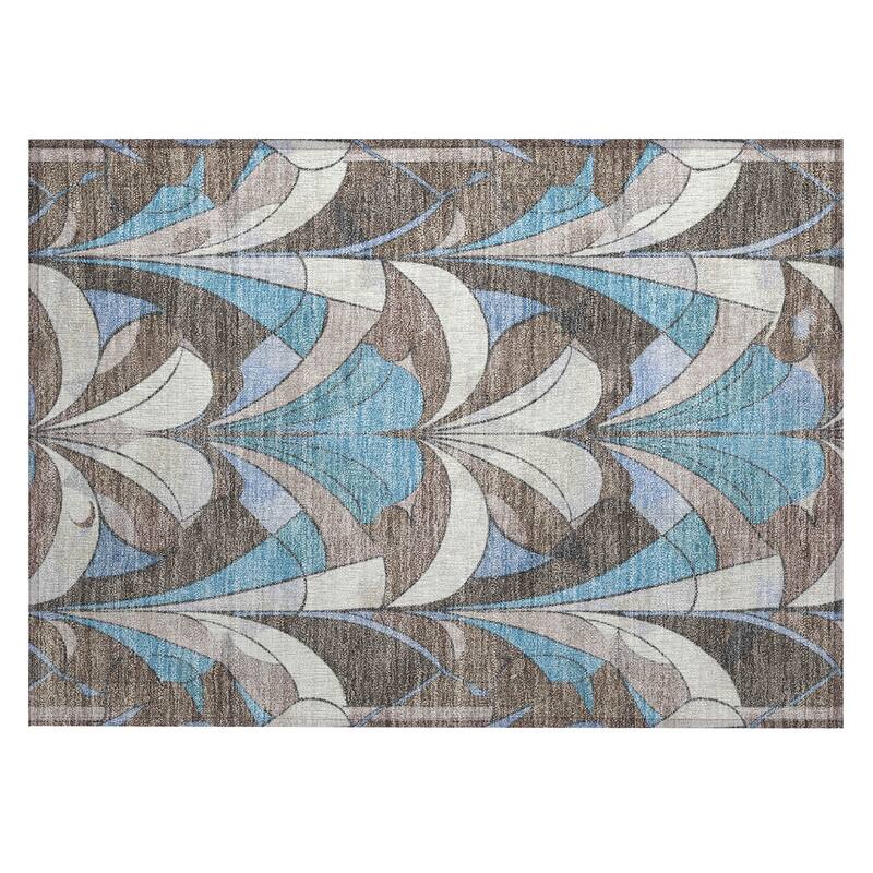 Machine Washable Indoor/Outdoor Modern Mosaic Chantille Rug