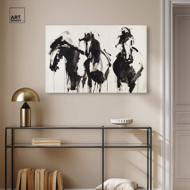 Horses in Ink Canvas by Art Remedy, Gallery Wrapped