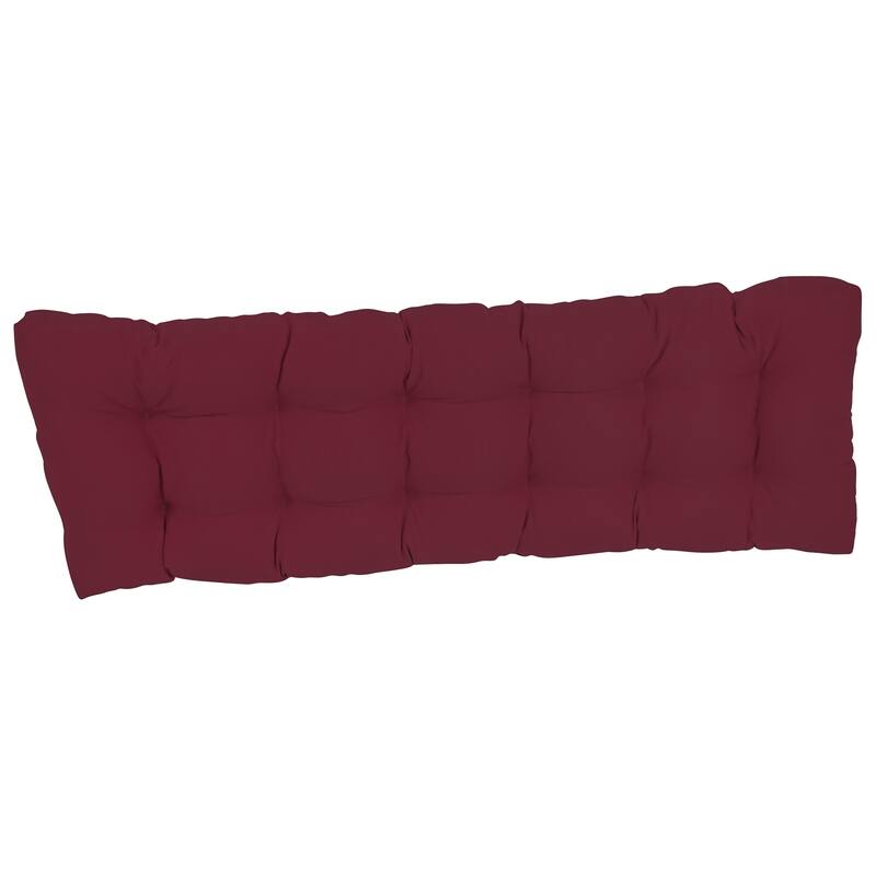 Solid Twill Tufted Indoor Bench Cushion (Multiple widths from 42 to 60 inch) - 60" wide - Burgundy