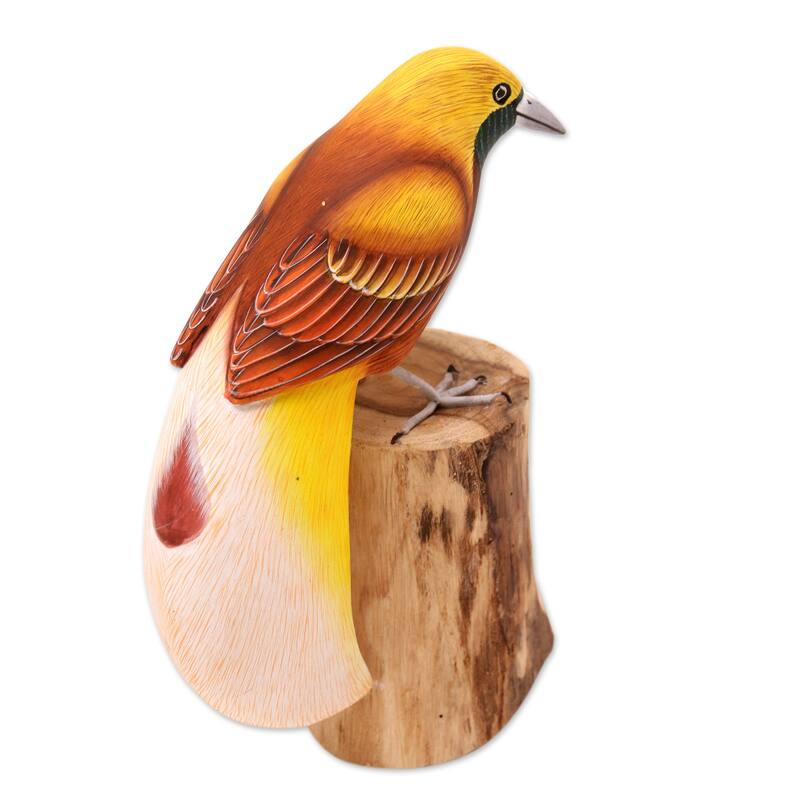 Novica Handmade Paradise Bird Wood Statuette