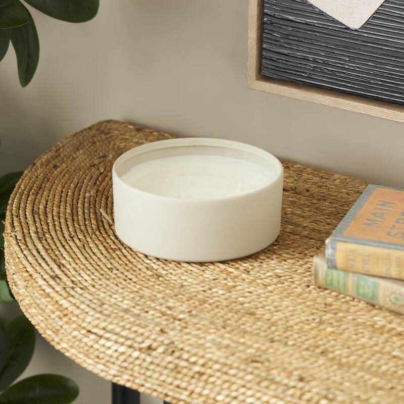 Beige, Black or Cream Metal Scented Textured 22oz 3 Wick Decorative Candle with White Wax - Beige - Tangerine Splash Scented