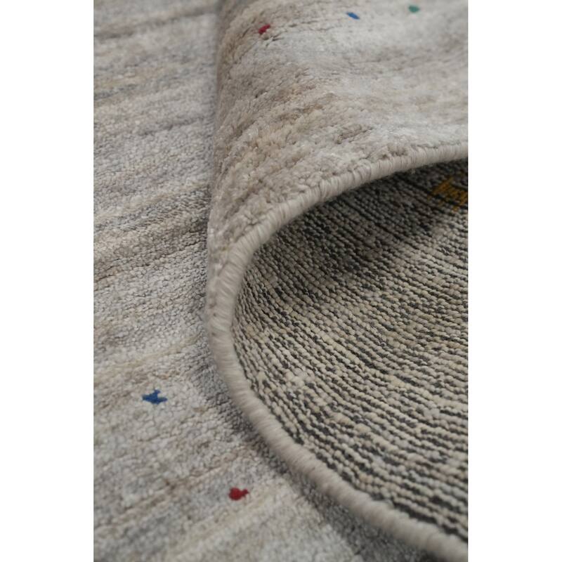 Hand Knotted Oriental Viscose Silk Carpet Tribal Animal Pictorial Greys & Charcoal Gabbeh Area Rug - 11' 10'' X 8' 11''