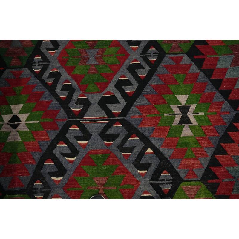 Hand Woven Oriental 100% Wool Carpet Southwestern Tribal Multi-Colored Kilim Area Rug - 10' 4'' X 5' 3''
